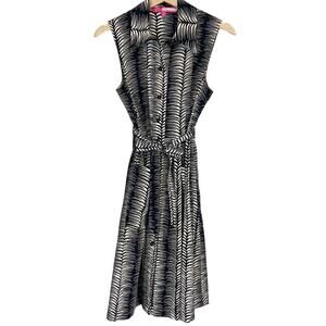 Plenty by Tracy Reese Animal Print Black and White Poplin Shirt Dress Size 2